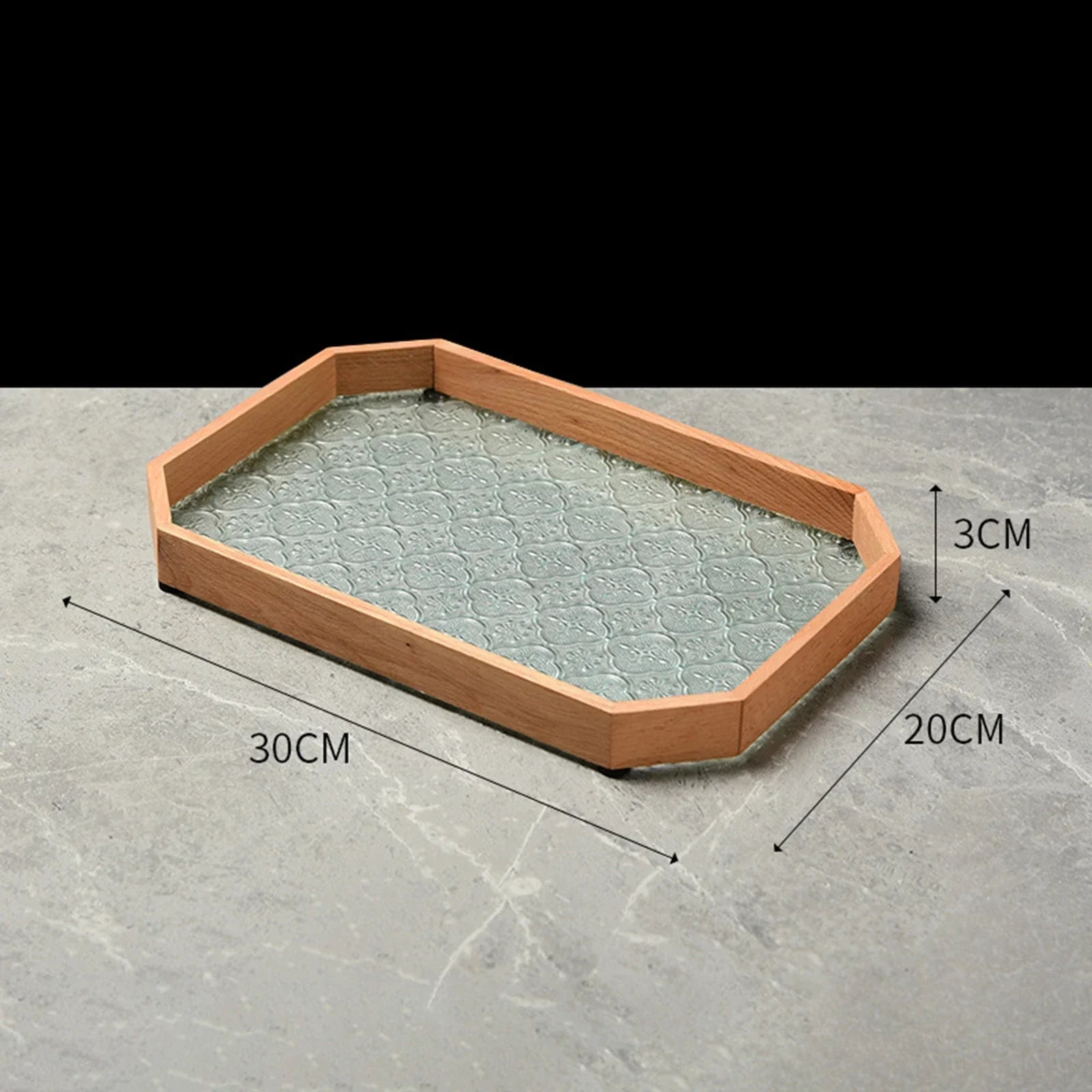 Bandeja Organizador de Vidro com Base Floral para Copos e Lanches Lenogue Amarelo Poligonal