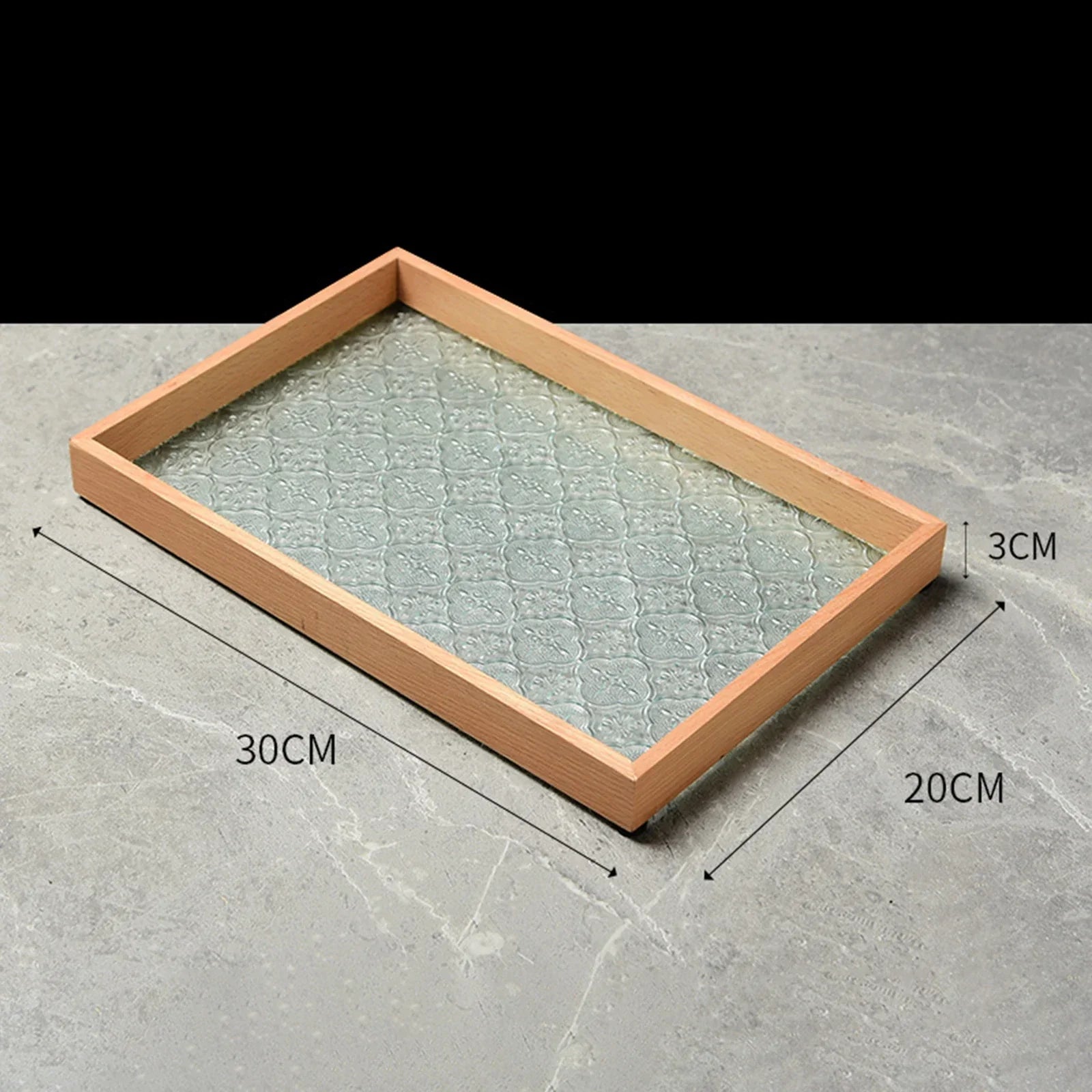 Bandeja Organizador de Vidro com Base Floral para Copos e Lanches Lenogue Amarelo Retangular