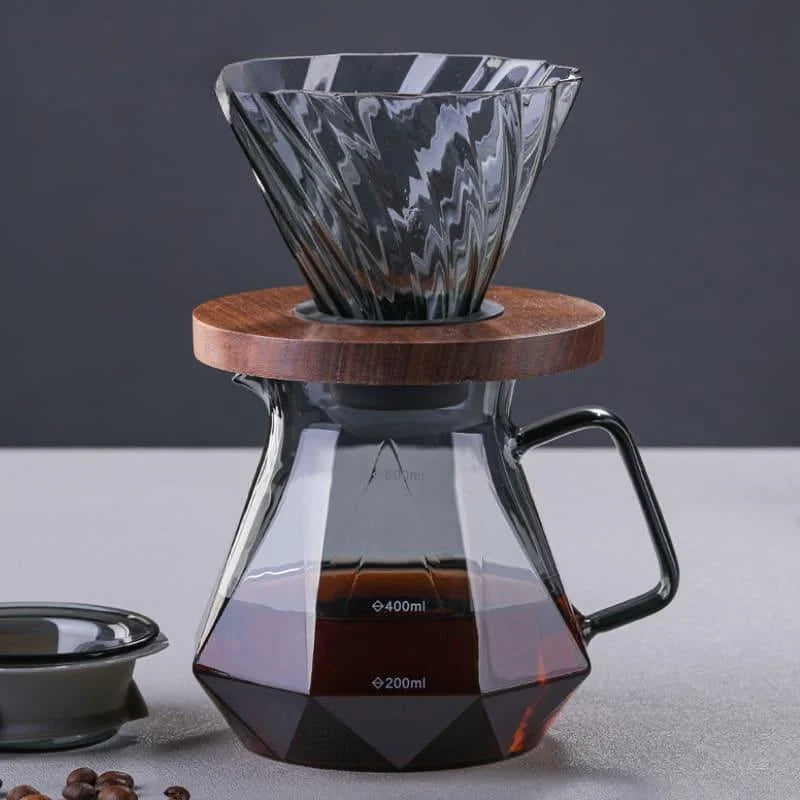 Bule de Café em Vidro Borossilicato com Coador Hario V60 para Preparo Lenogue