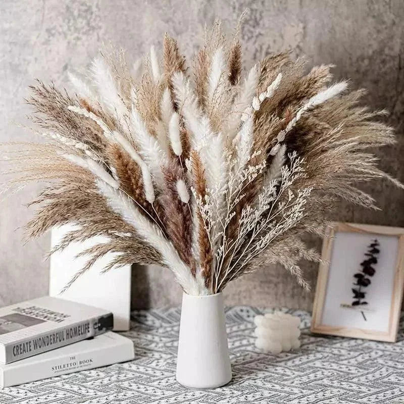 Buquê de Capim dos Pampas Natural para Decoração Ambientes Lenogue Mod. A1
