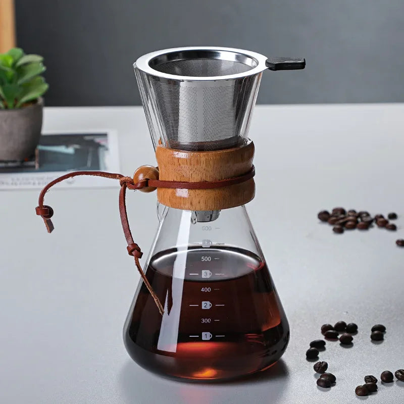 Cafeteira de Vidro Borossilicato com Filtro para Café Coado Lenogue 600ml