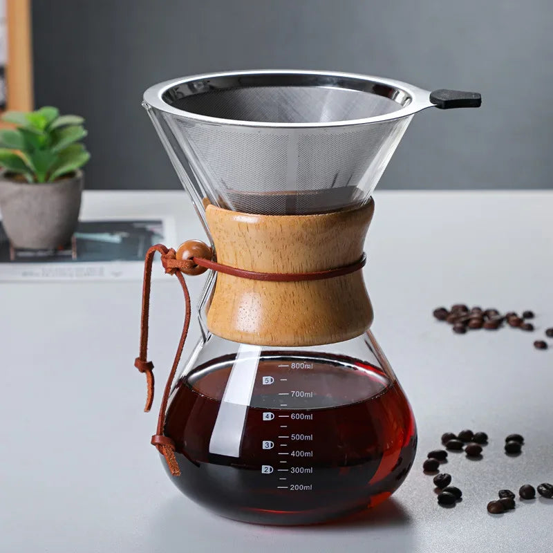 Cafeteira de Vidro Borossilicato com Filtro para Café Coado Lenogue 800ml
