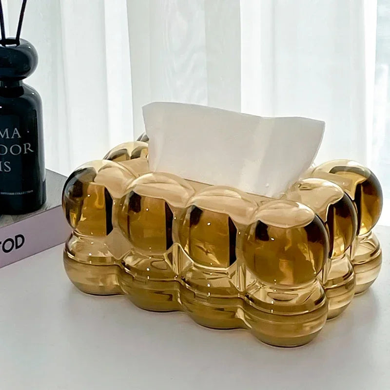 Caixa Organizadora para Lenços Dourada para Sala e Banheiro Lenogue Dourado
