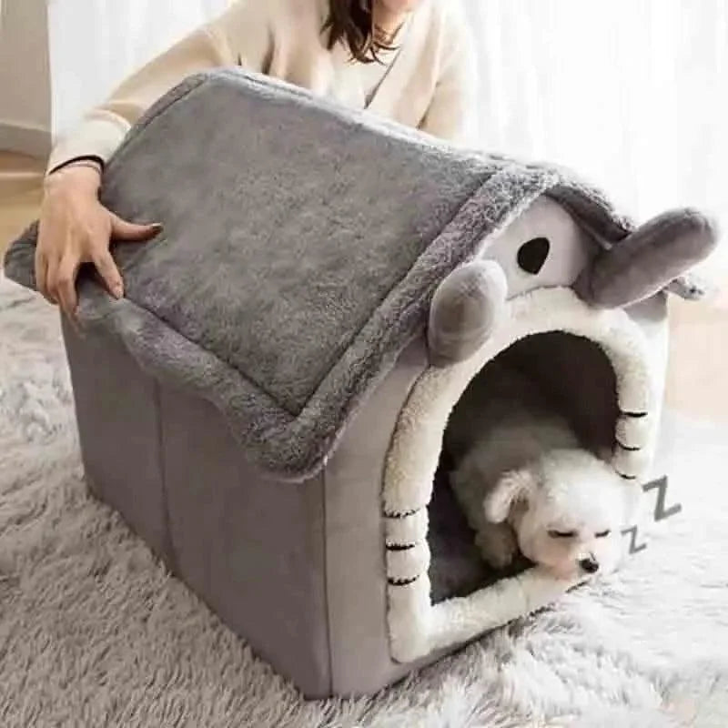 Cama Macia para Pets com Almofada Removível Casa Quente para Cães Lenogue