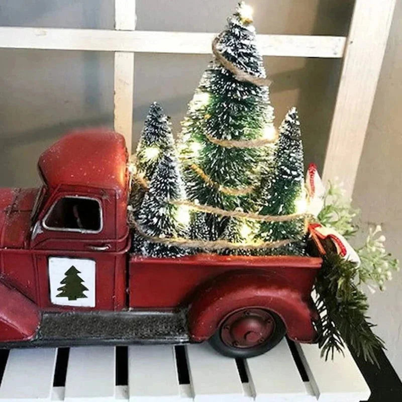 Caminhão Vermelho de Natal com Luzes e Ornamento em Resina Lenogue