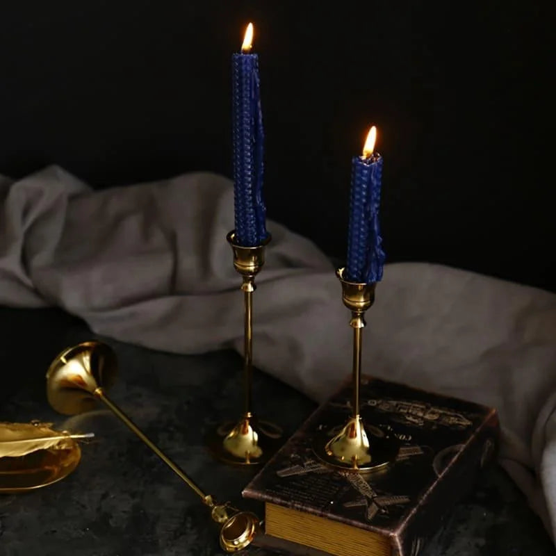 Candelabro Retrô de Metal para Velas e Decoração Clássica Lenogue Dourado Retro 3 Peças