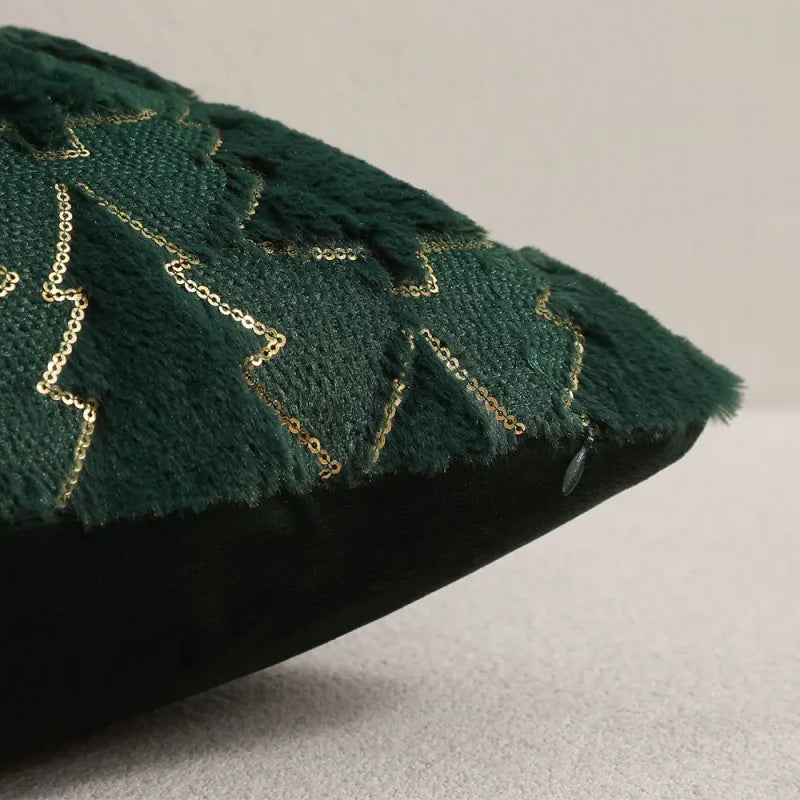 Capa de Almofada Plush Bordada Decorativa para Sala Natal Lenogue