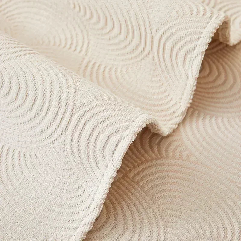 Capa de Sofá Chenille Jacquard Bege Antiderrapante com Relevo Lenogue
