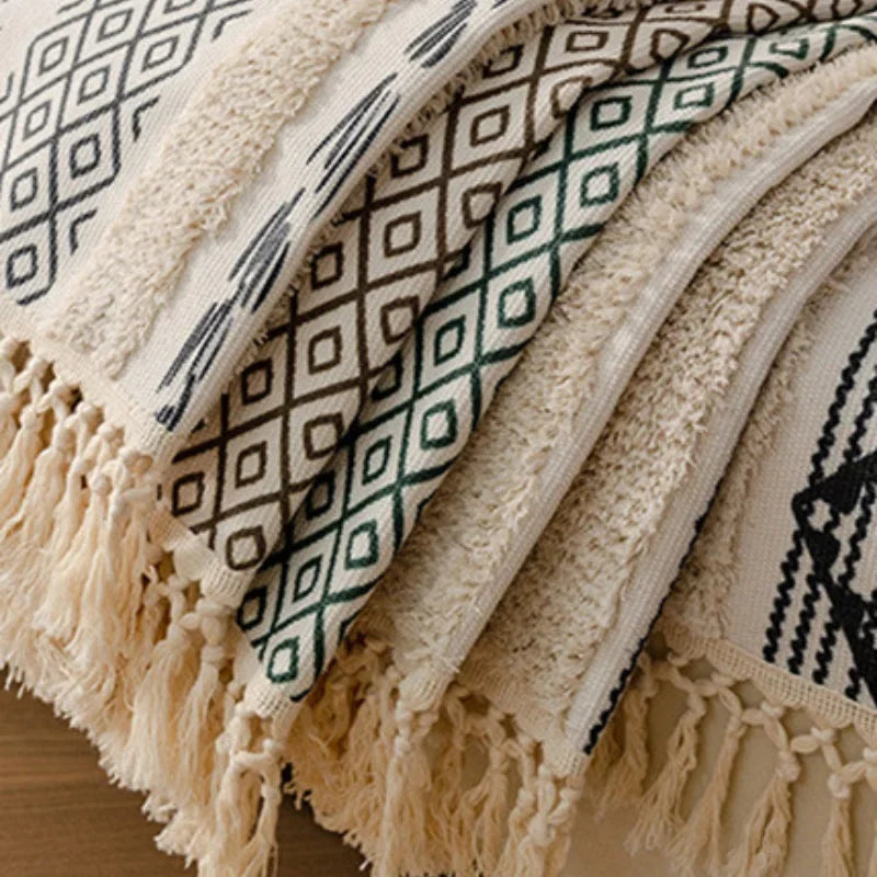 Capa de Sofá Estilo Boho em Algodão e Linho com Design 3d Lenogue