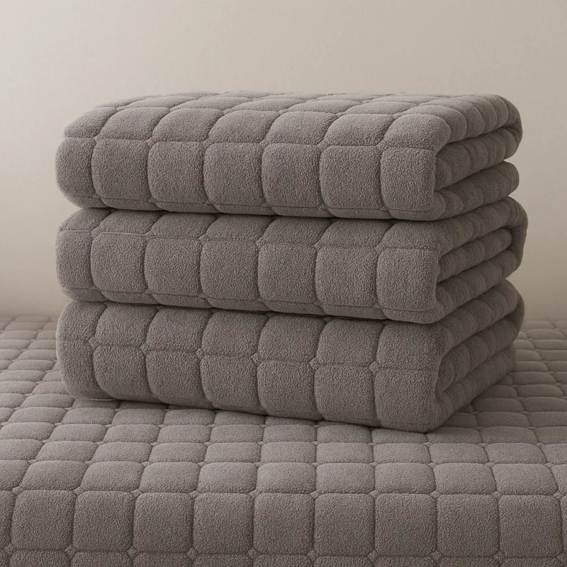 Capa de Sofá Veludo Xadrez Pelúcia Antiderrapante Espessada Cinza Lenogue