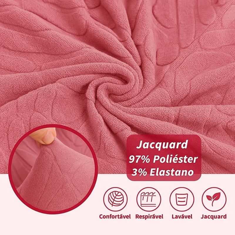 Capa para Cadeira de Jantar Jacquard Premium Rosa Decoração Lenogue