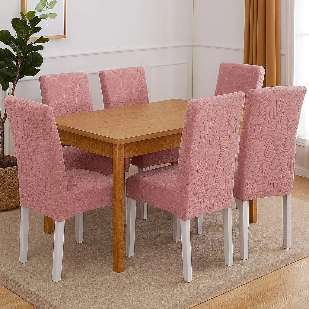 Capa para Cadeira de Jantar Jacquard Premium Rosa Decoração Lenogue