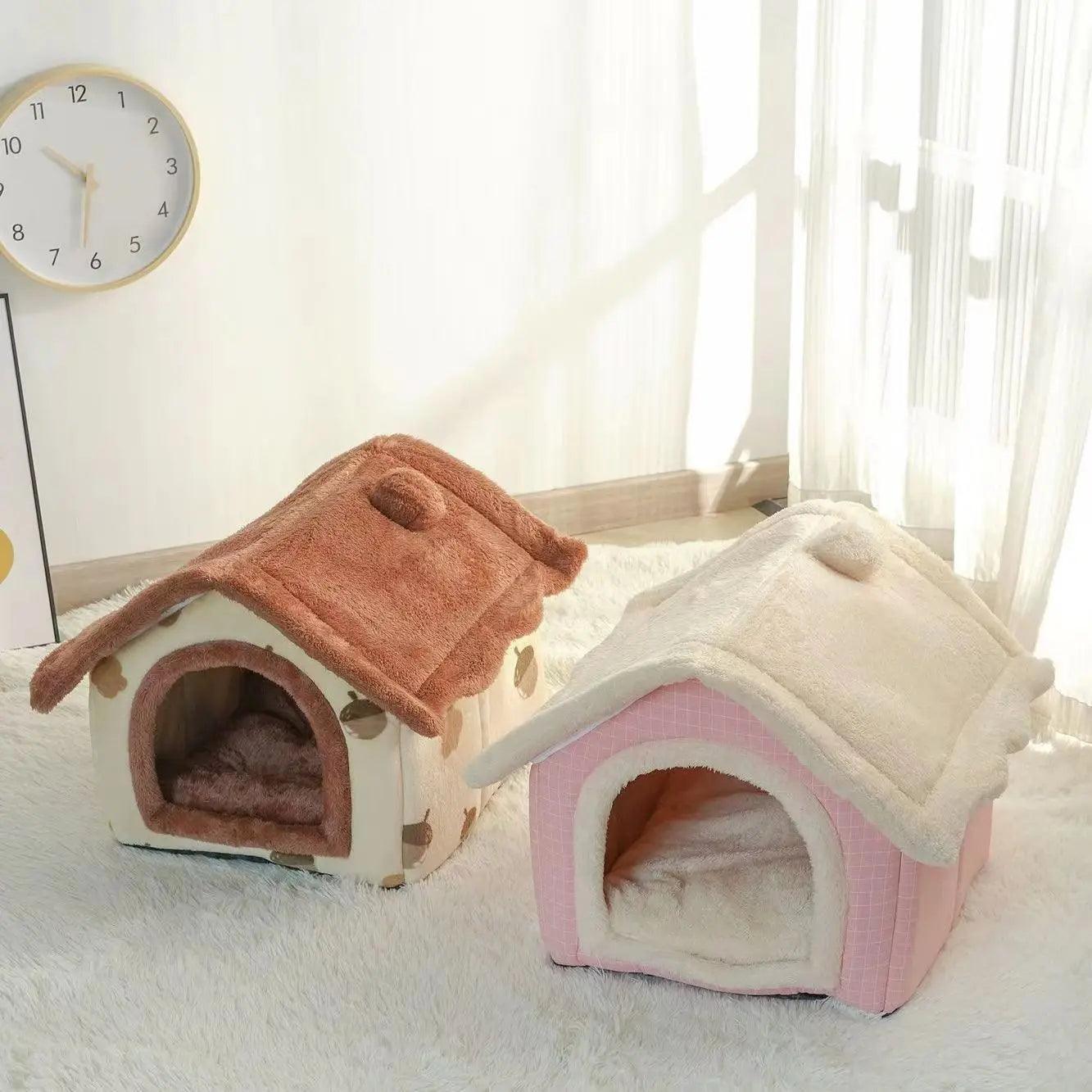 Casa de Inverno para Pets com Almofada Removível Cama de Gato Macia Lenogue