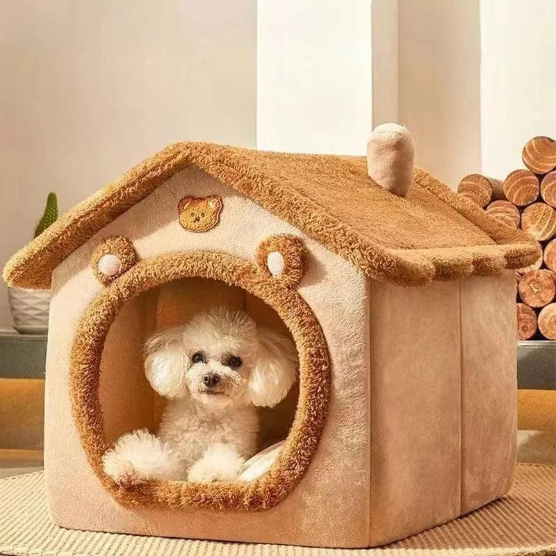 Casa de Inverno para Pets com Almofada Removível Cama de Gato Macia Lenogue