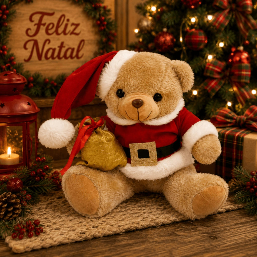 Casal Ursos Natalinos Douceur Roupa Papai Noel Base Estável Lenogue
