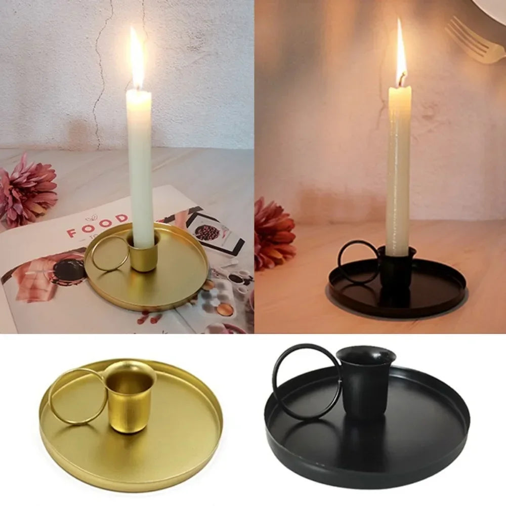 Castiçal de Metal com Alça Portátil para Mesa e Decoração Lenogue