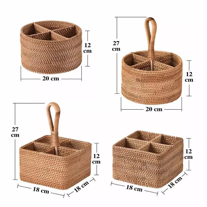 Cesta de Armazenamento de Vime em Rattan Feita à Mão Lenogue