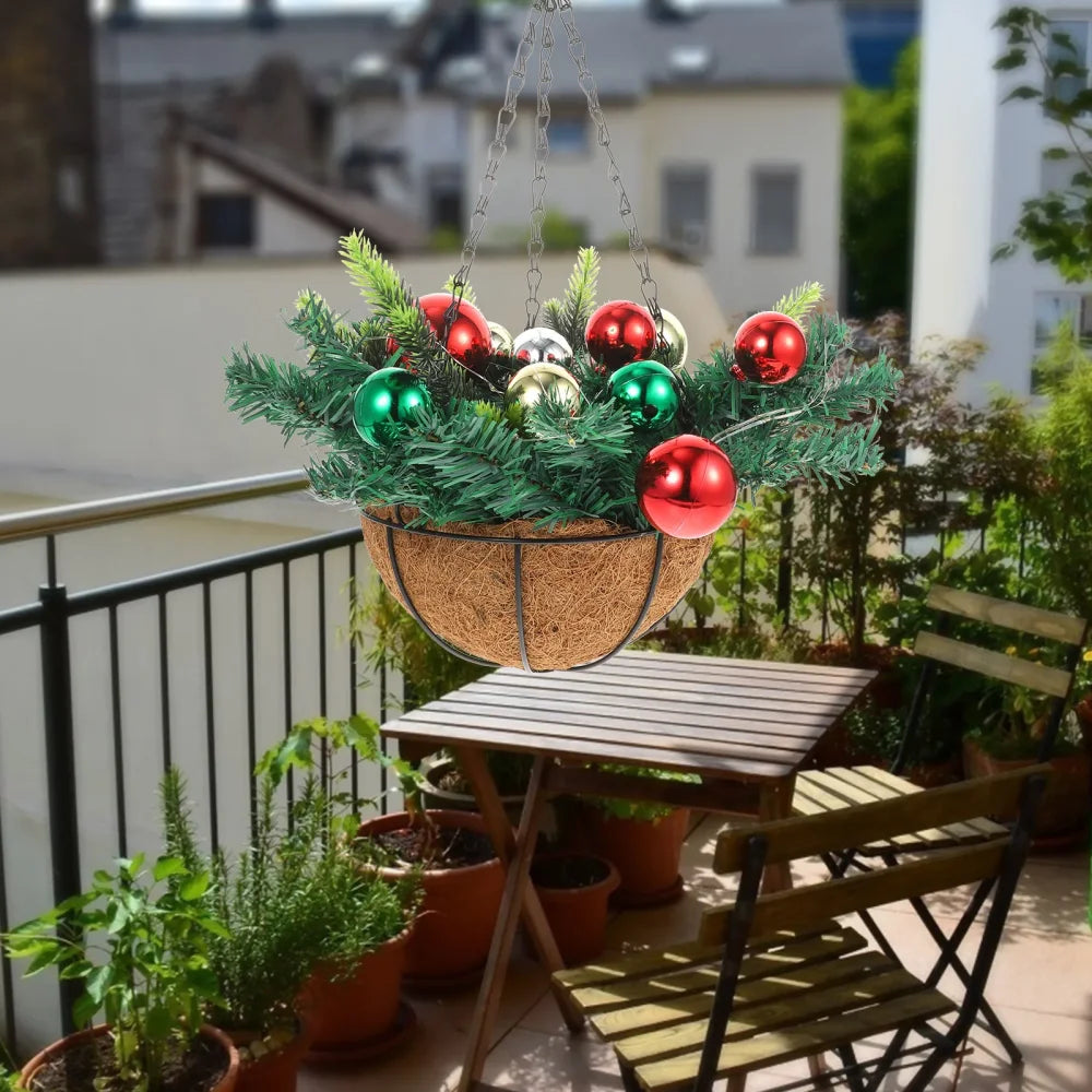 Cesta Suspensa Natalina com Luzes Led Multicoloridas Lenogue Multicolorido
