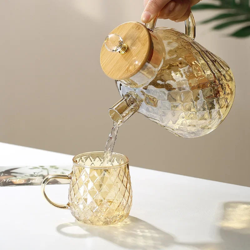 Chaleira de Vidro Borossilicato com Tampa Diamond Inox para Chá Lenogue