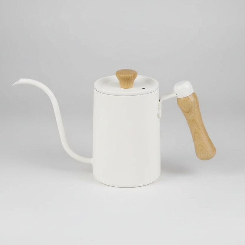 Chaleira Gooseneck Inox 600ml para Preparo de Café Especial e Chá Lenogue Branco