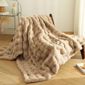Cobertor de Decoração para Casa Confortável em Pelúcia de Coelho Lenogue