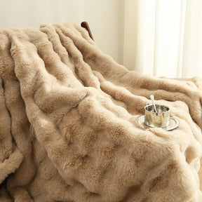 Cobertor de Decoração para Casa Confortável em Pelúcia de Coelho Lenogue
