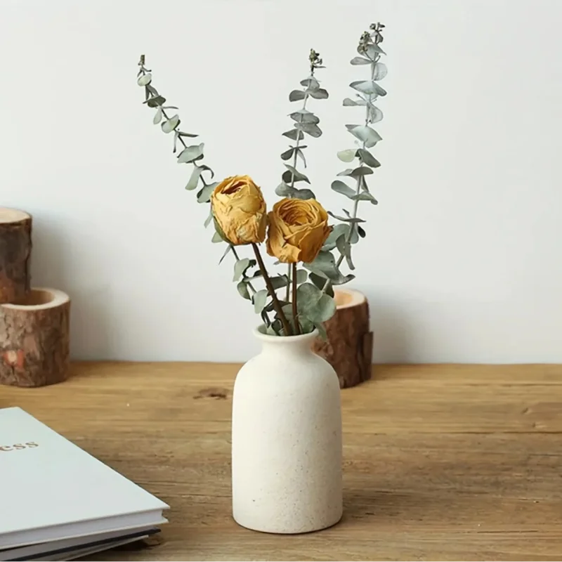 Conjunto de 3 Vasos Cerâmicos para Decoração Rústica e Moderna Lenogue