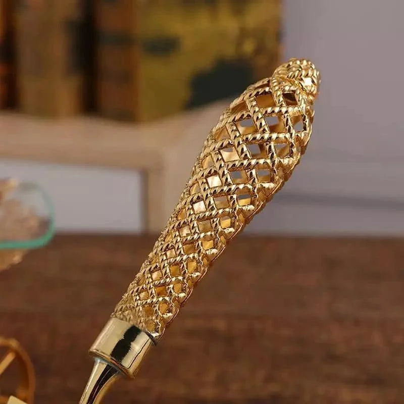 Conjunto de Espátula e Faca Dourada para Bolo Lenogue Dourado / 2 Peças