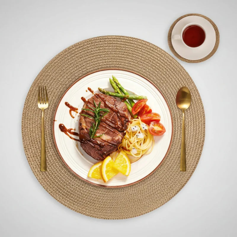 Conjunto de Jogo Americano 6 Peças para Mesa Jantar Lenogue Dourado