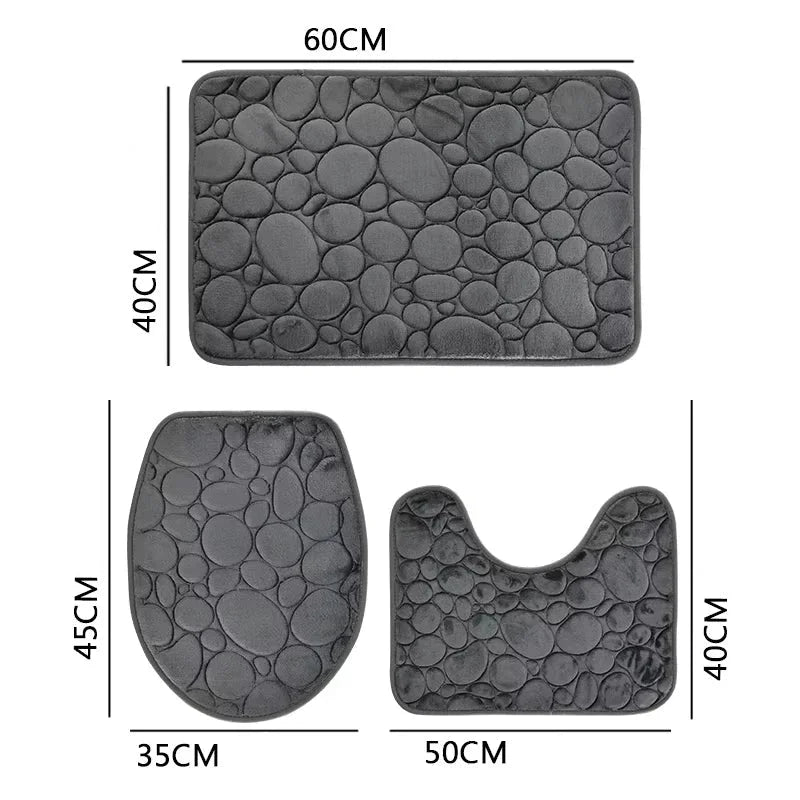 Conjunto de Tapetes Antiderrapantes 3 Peças para Banheiro Absorvente Lenogue