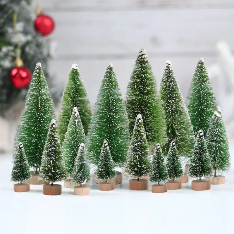 Conjunto Mini Árvore de Natal em Pinheiro para Decoração de Mesa Lenogue 8 Peças Verde Escura