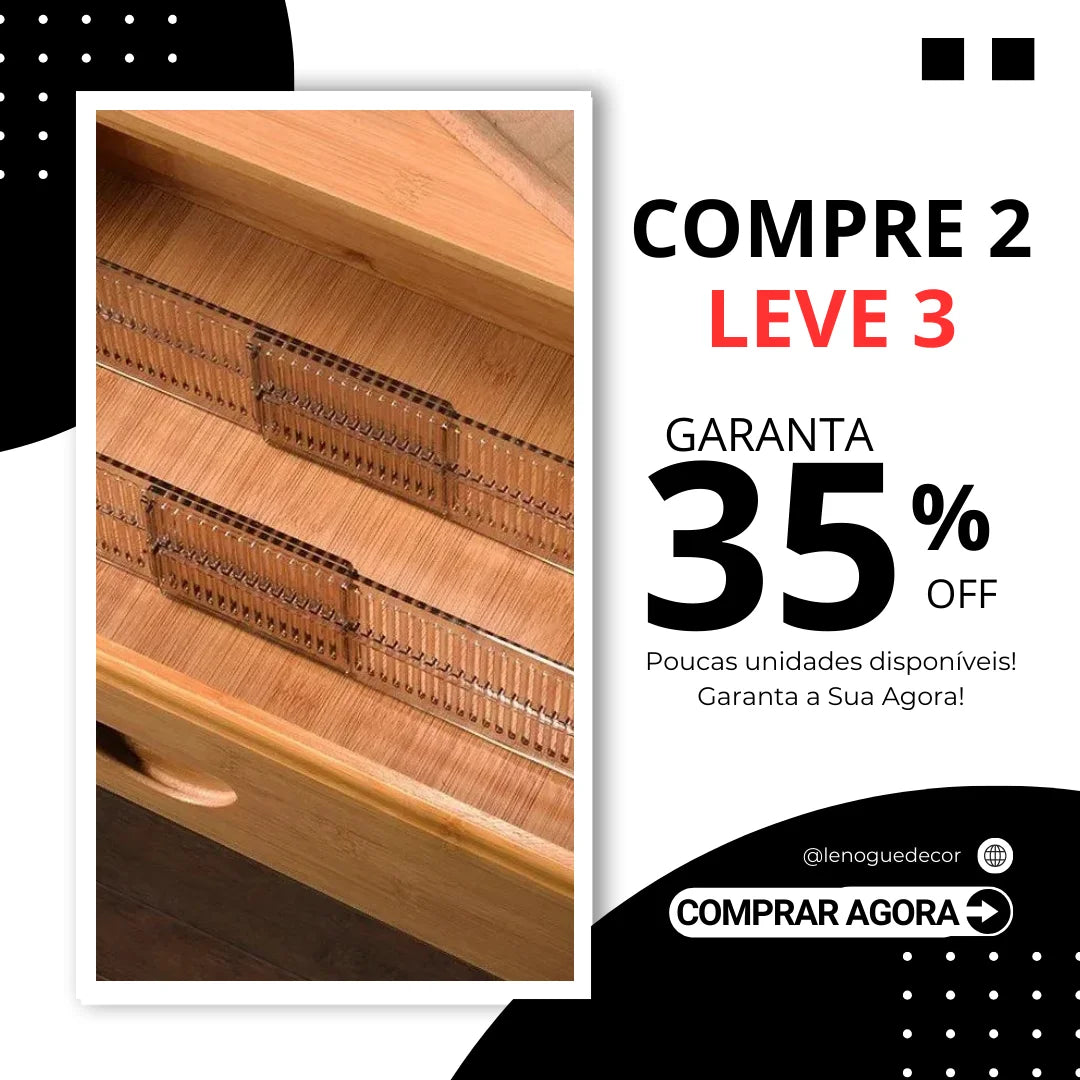 Conjunto Organizador de Gavetas Acrílico Reguláveis 2 Peças Lenogue Transparente / Compre Leve 3