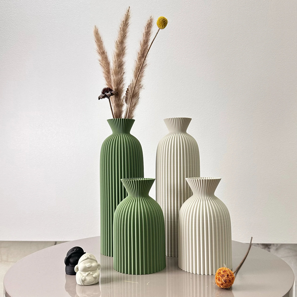 Conjunto Vaso de Arte Élégance Design Ondulado Lenogue