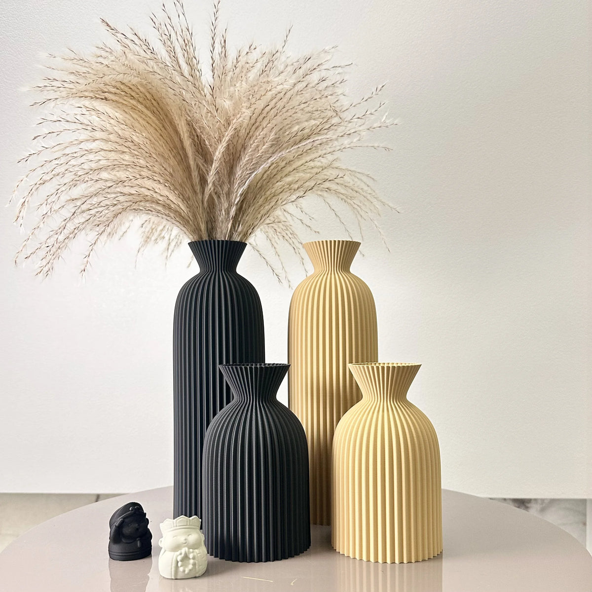 Conjunto Vaso de Arte Élégance Design Ondulado Lenogue
