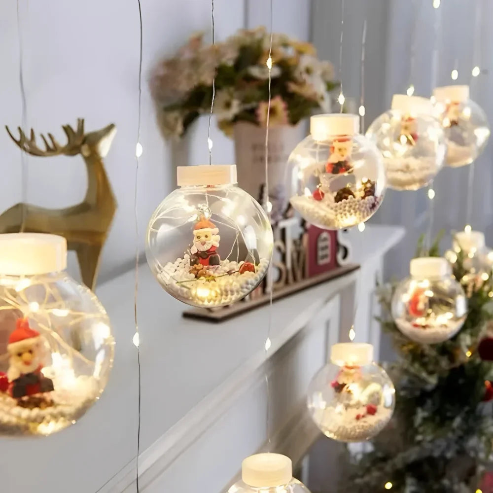 Cordão de Luzes Led Decorativas para Natal com Bolinhas Festivas Lenogue