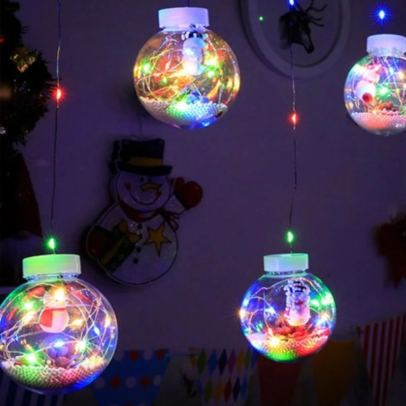 Cordão de Luzes Led Decorativas para Natal com Bolinhas Festivas Lenogue Boneco Neve / Luz Branca