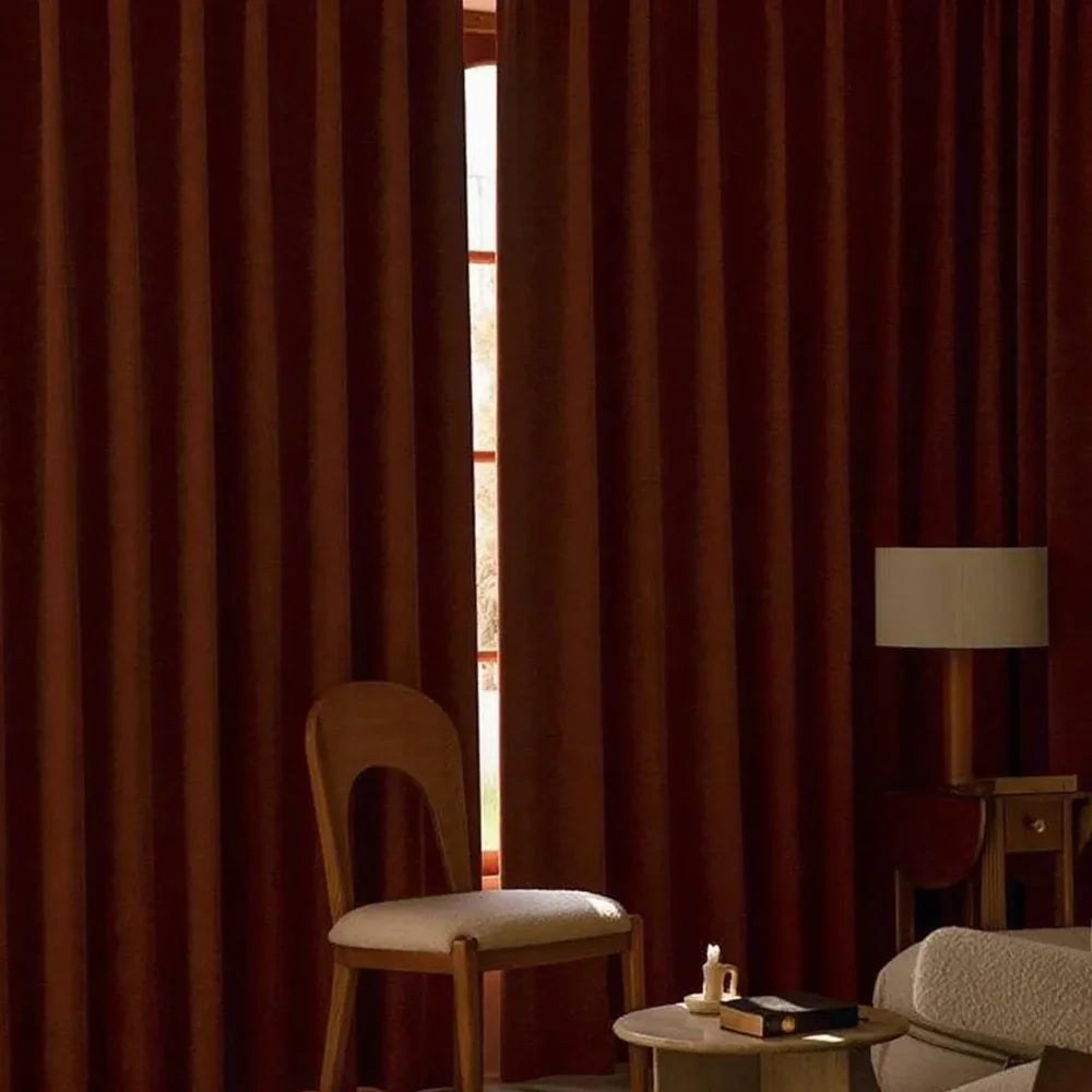 Cortina Blackout Borgonha Isolamento Térmico Redução de Ruído Lenogue