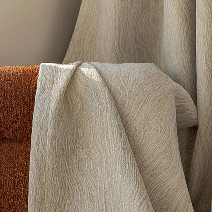 Cortina Blackout Jacquard Carvalho Listrado com Ilhós Lenogue