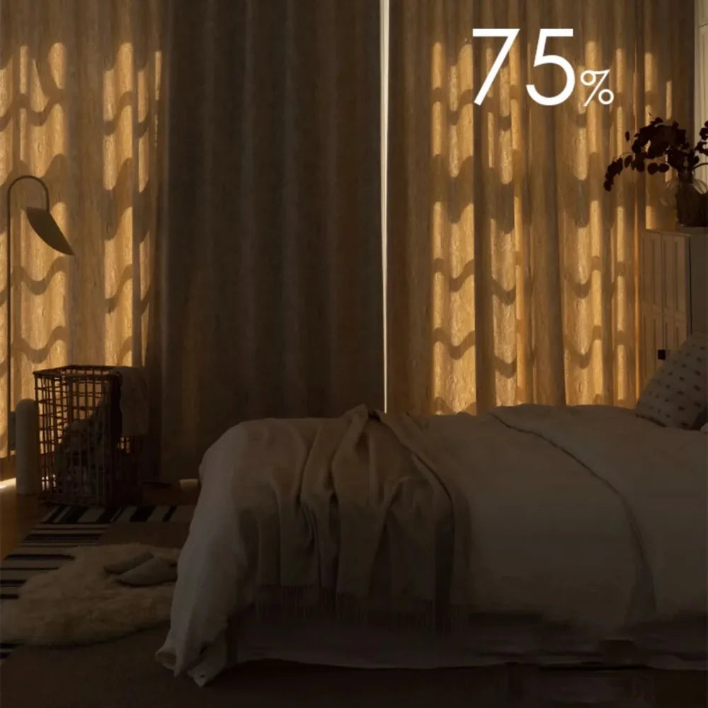 Cortina Blackout Jacquard Chenille com Redução de Ruído Bege Lenogue