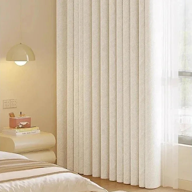 Cortina Chenille com Isolamento Térmico e Proteção Solar Lenogue Creme / 100 x 180 Cm