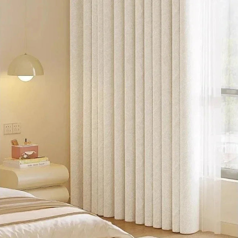 Cortina Chenille com Isolamento Térmico e Proteção Solar Lenogue Creme / 100 x 180 Cm