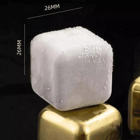 Cubos de Gelo Aço Inox Dourado com Pegador Lenogue