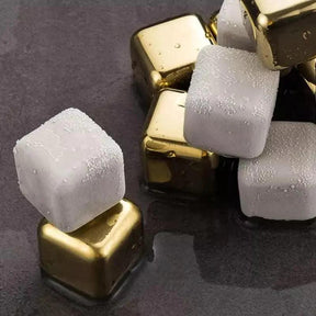Cubos de Gelo Aço Inox Dourado com Pegador Lenogue