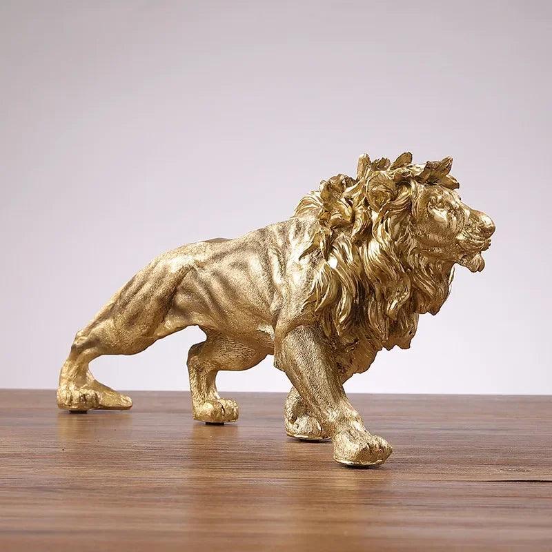 Decoração Estátua de Leão Dourado Lenogue