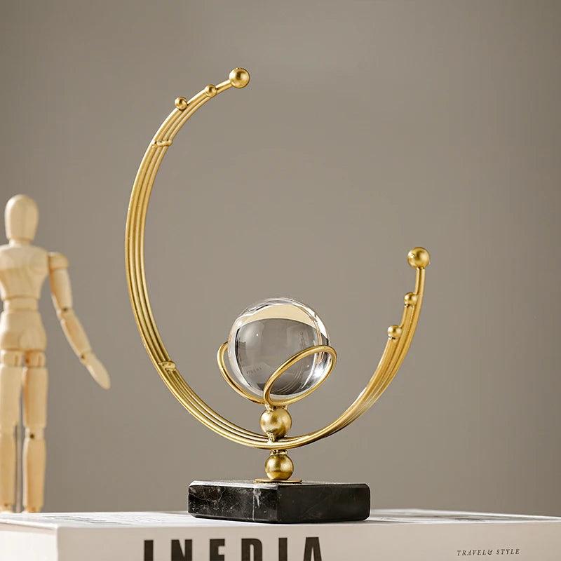 Decoração Ornamento de Metal Luxuoso com Bola de Cristal Estilo Nórdico Lenogue