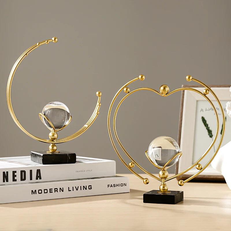 Decoração Ornamento de Metal Luxuoso com Bola de Cristal Estilo Nórdico Lenogue