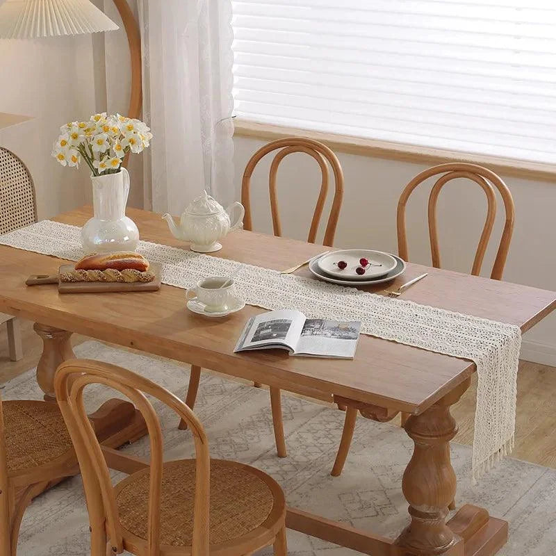 Decoração Trilho de Mesa Vintage em Crochê de Algodão Lenogue