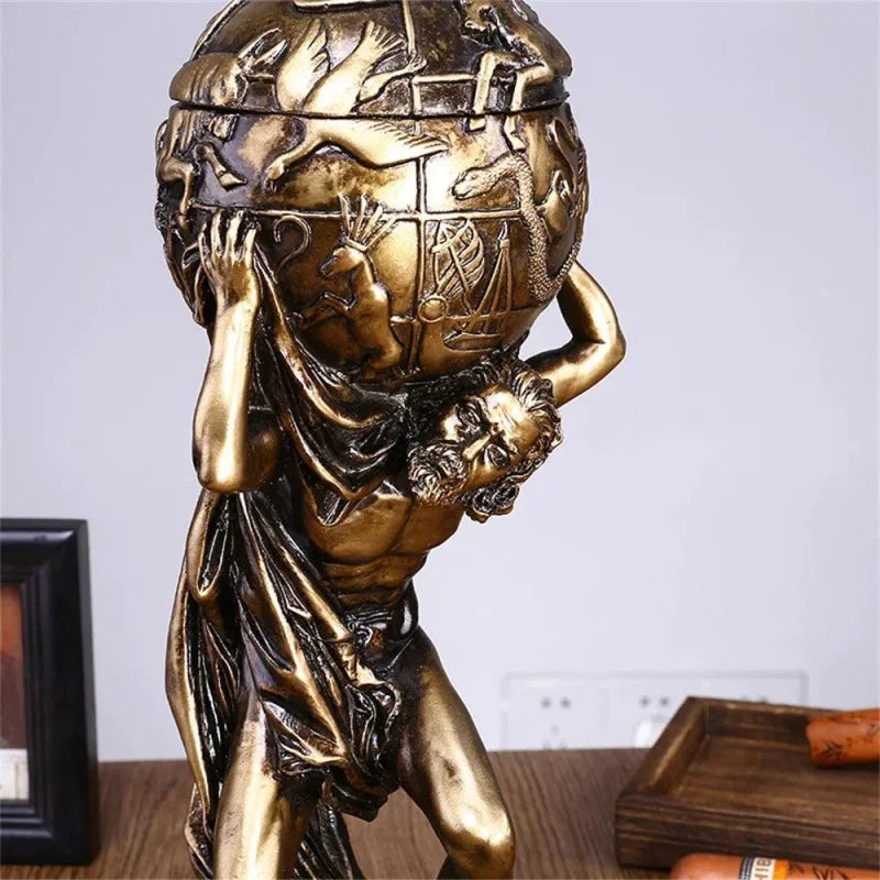 Decoração Vintage de Titãs Estátua de Atlas Grego Mitológico Lenogue