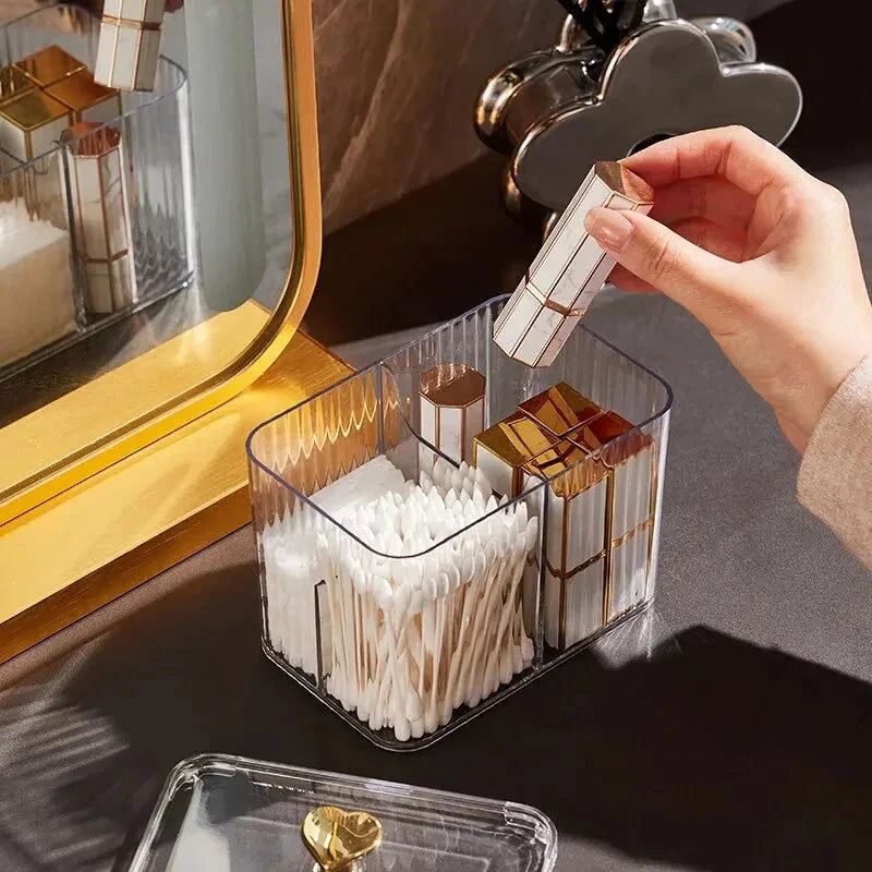 Dispensador Acrílico com Divisórias para Cotonetes Lenogue