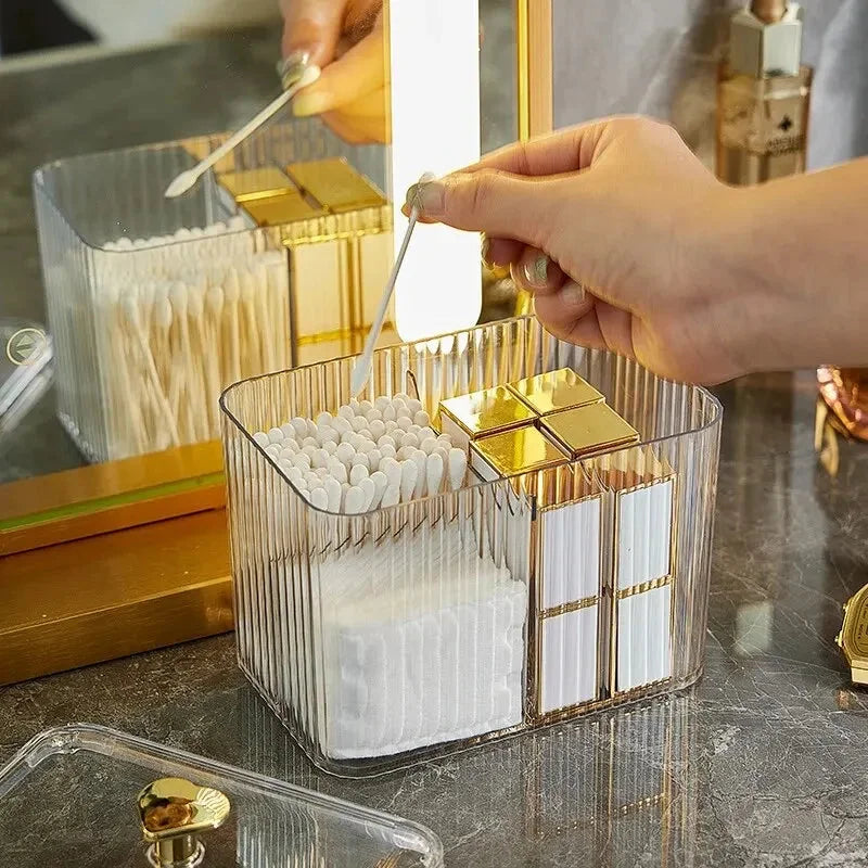 Dispensador Acrílico com Divisórias para Cotonetes Lenogue